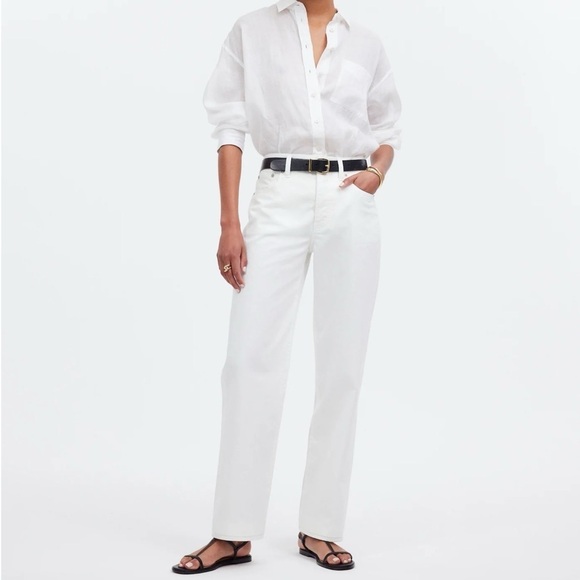Madewell Low-Slung Straight Jeans Tile White Size 32 NWT Nautical Preppy Classic - Picture 1 of 13